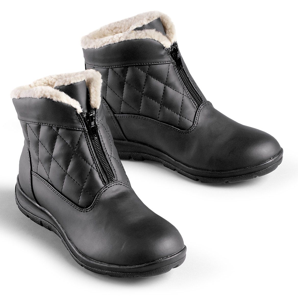 Quilted Zip-Front Boots + '-' + 380285