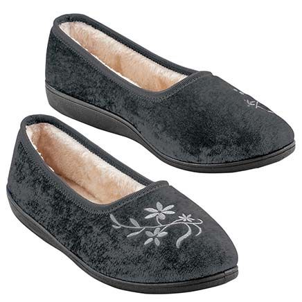 Fleece-Lined Velvet Slippers-380287