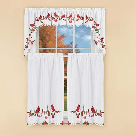 Cardinal Pine Embroidered Curtains-380331
