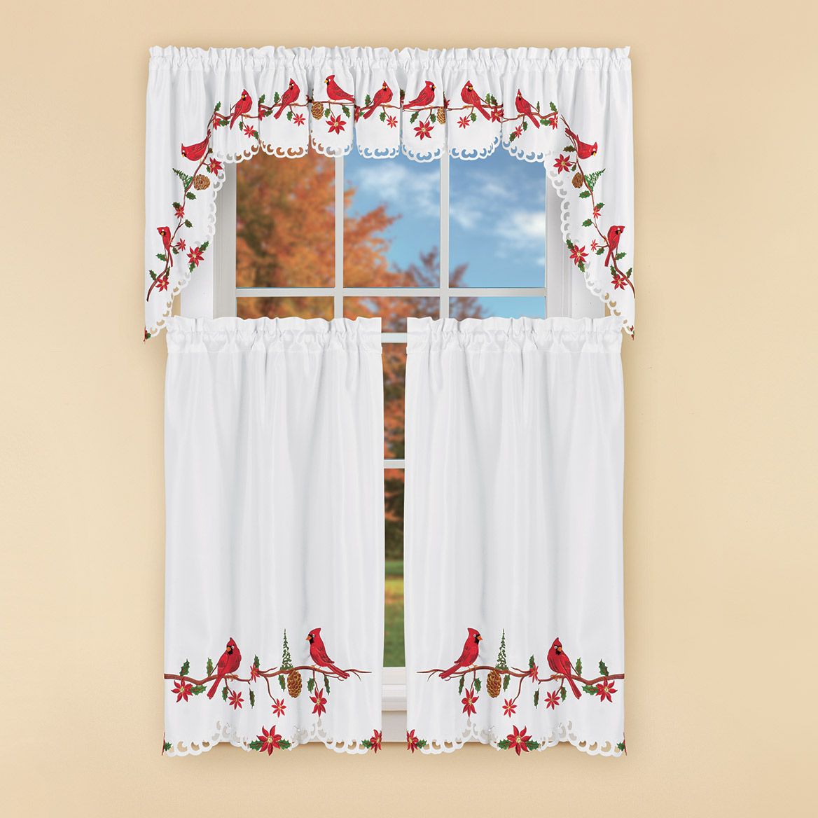 Cardinal Pine Embroidered Curtains + '-' + 380331