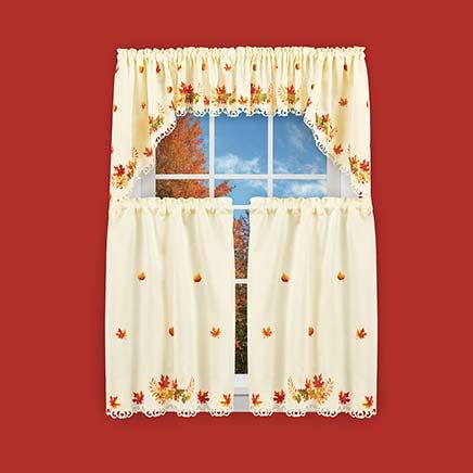 Embroidered Fall Leaves Curtains-380332
