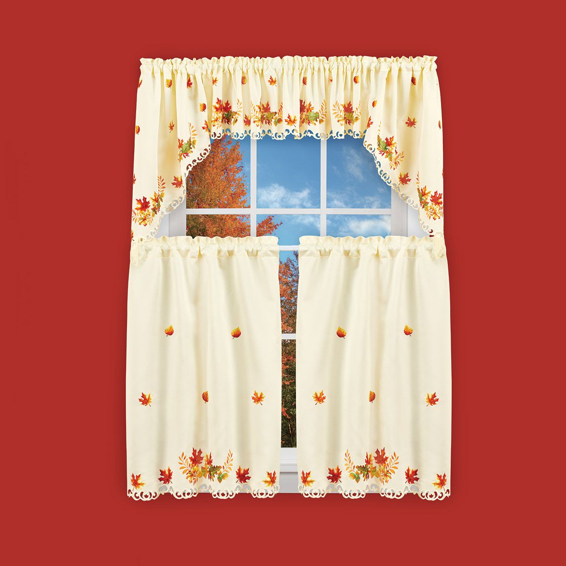 Embroidered Fall Leaves Curtains + '-' + 380332