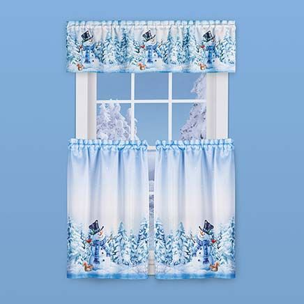 Winter Snowman Pine Curtains-380333