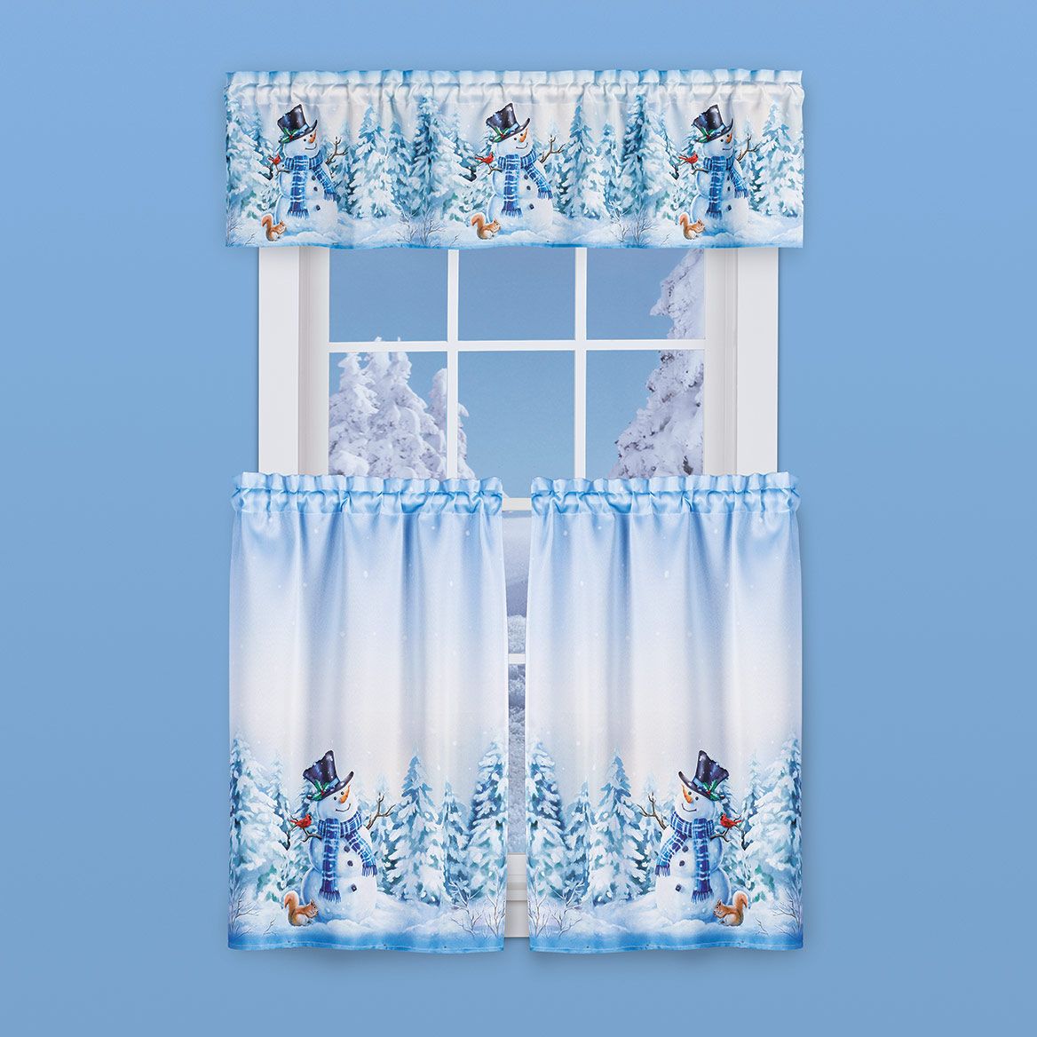 Winter Snowman Pine Curtains + '-' + 380333
