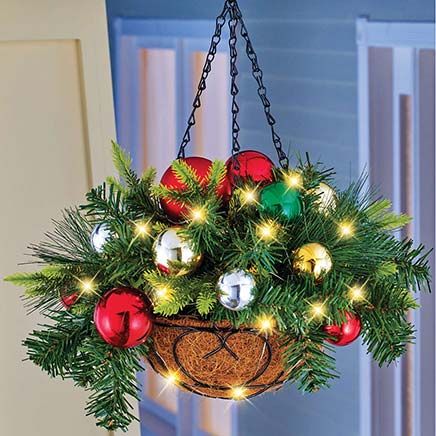 View product details for Lighted Ornament Hanging Basket