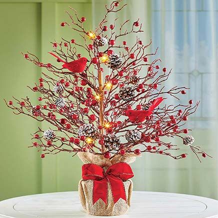 Lighted Berry Tree with Cardinals-380399