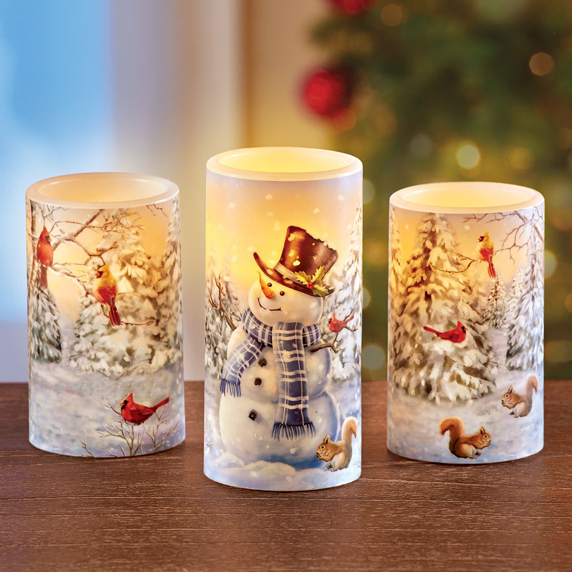 Snowman LED Candles, Set of 3 + '-' + 380408