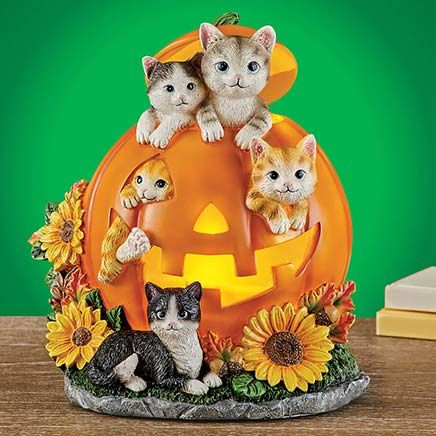 Lighted Pumpkin Cats Tabletop-380417