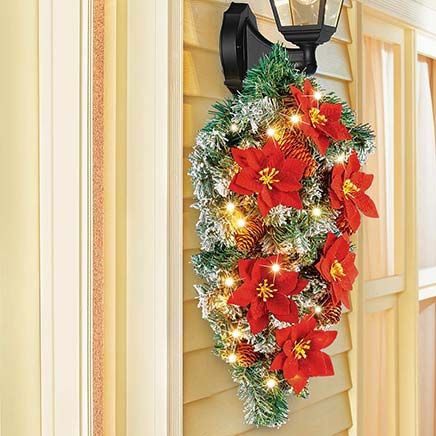 Lighted Poinsettia Pine Swag-380433