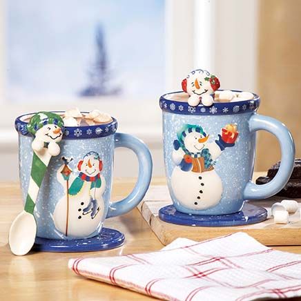 6-Piece Snowman Mug and Spoon Set-380442