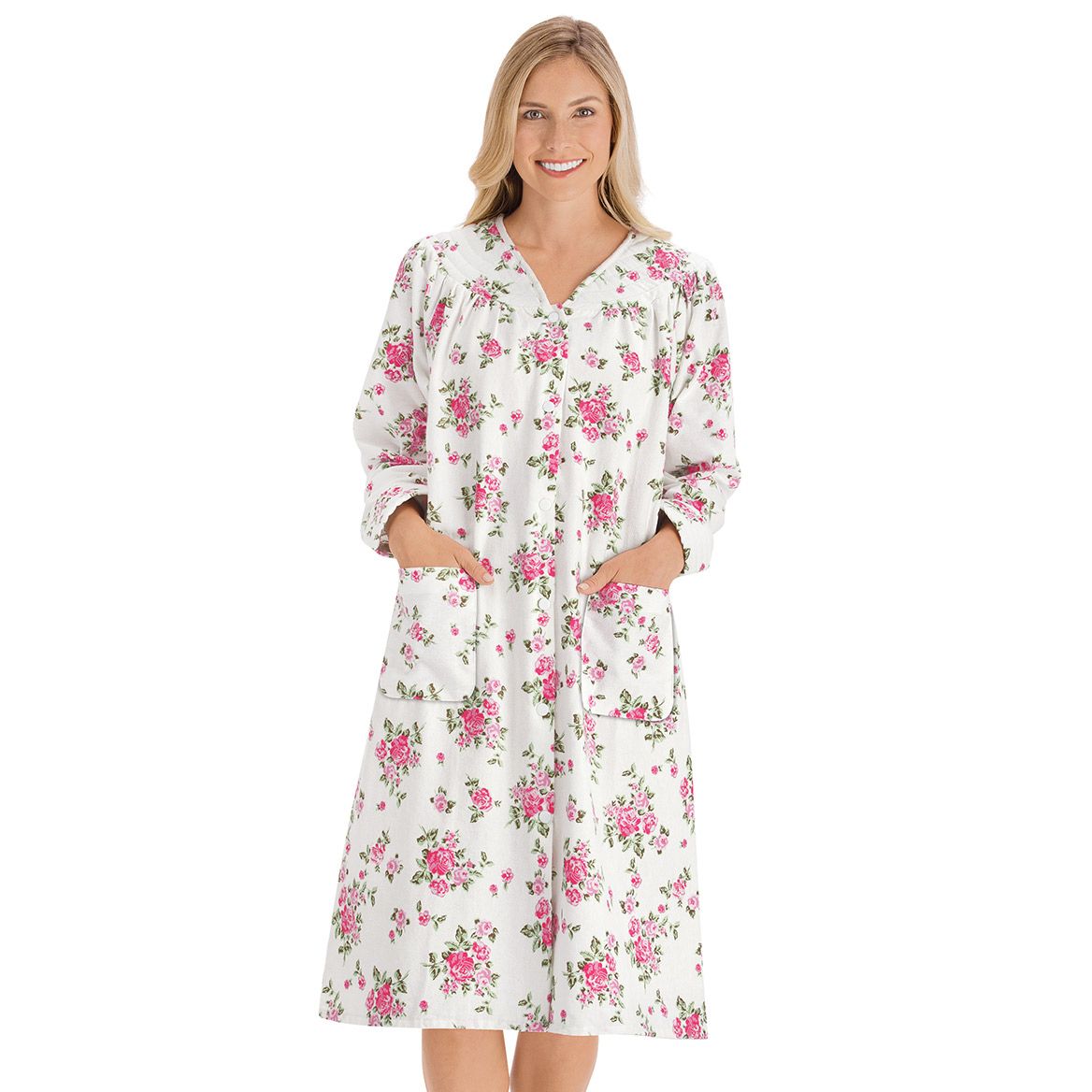 Snap-Front Flannel Robe + '-' + 380454