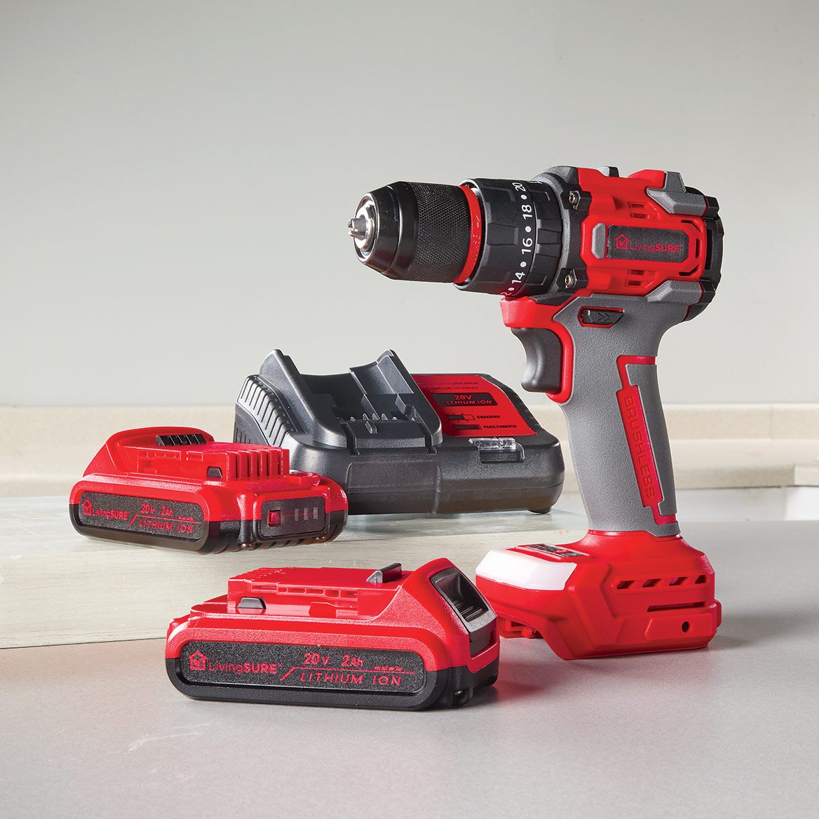 Cordless Drill, 2 Batteries and Charger Set By LivingSURE™ + '-' + 380516
