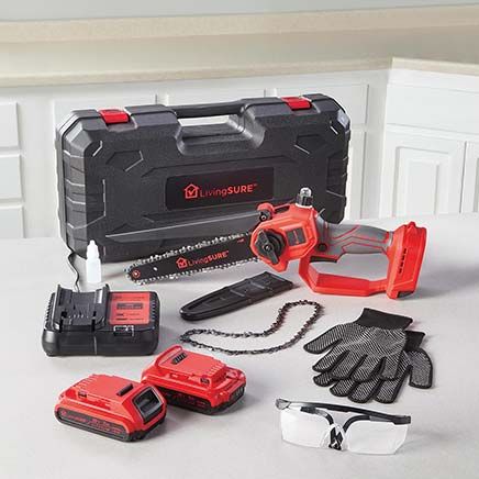 8" Chainsaw, 2 Batteries and Charger Set By LivingSURE™-380524