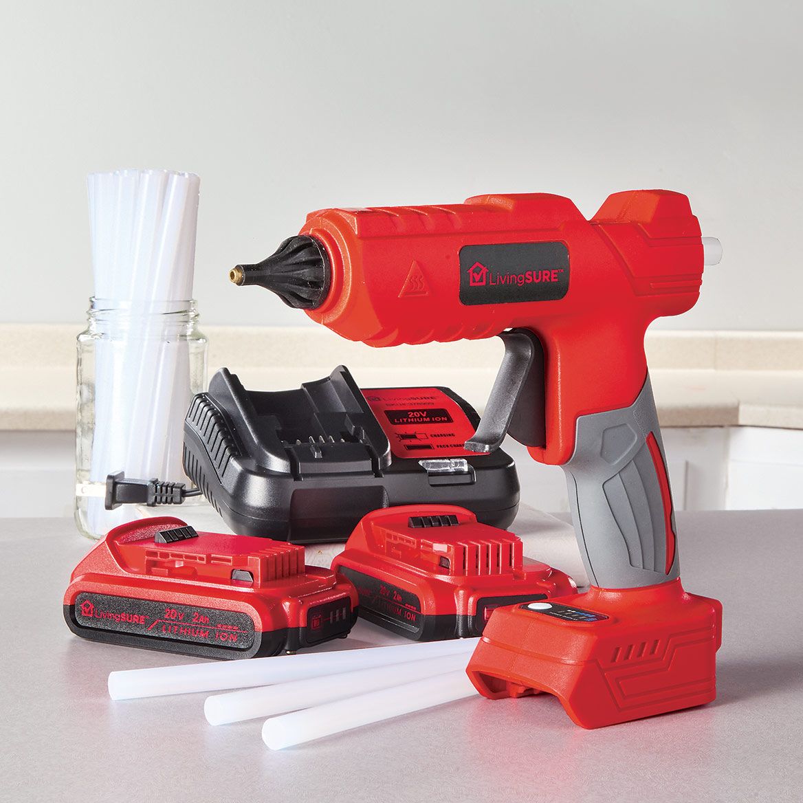 Cordless Glue Gun, 2 Batteries and Charger Set By LivingSURE™ + '-' + 380525