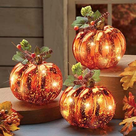Lighted Harvest Pumpkins, Set of 3-380556