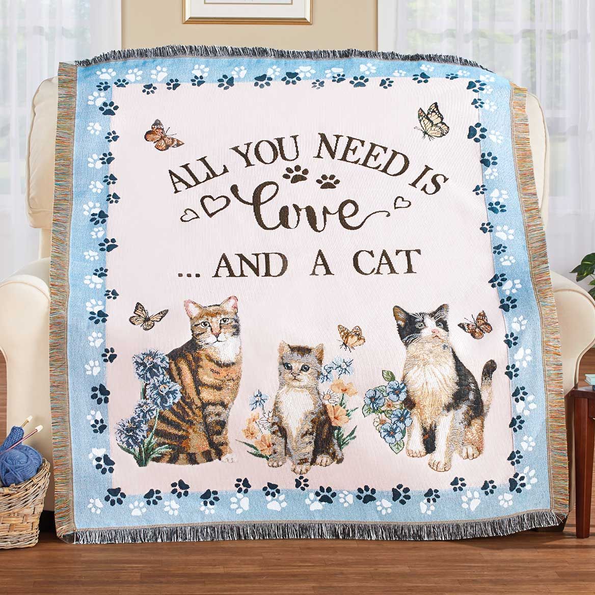 Love and a Cat Tapestry Throw + '-' + 380631