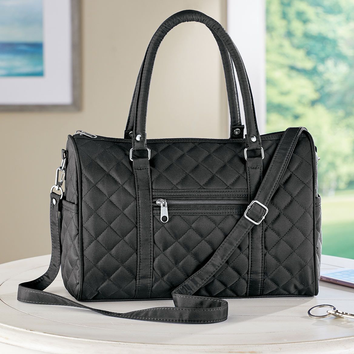 Quilted Barrel Handbag + '-' + 380646