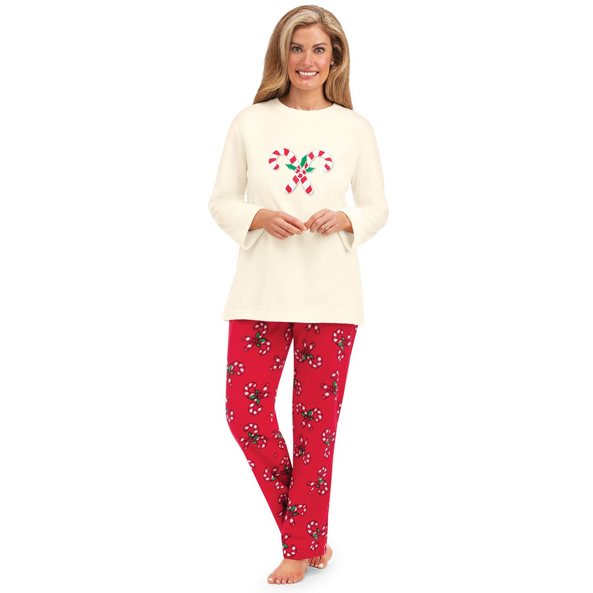 2-Piece Candy Cane Fleece Pajama Set + '-' + 380660