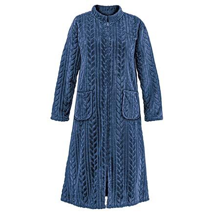 Cozy Textured Zip-Front Robe-380663