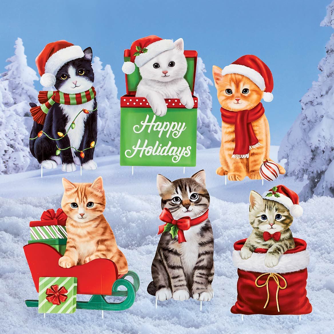 Christmas Cat Stakes, Set of 6 + '-' + 380664