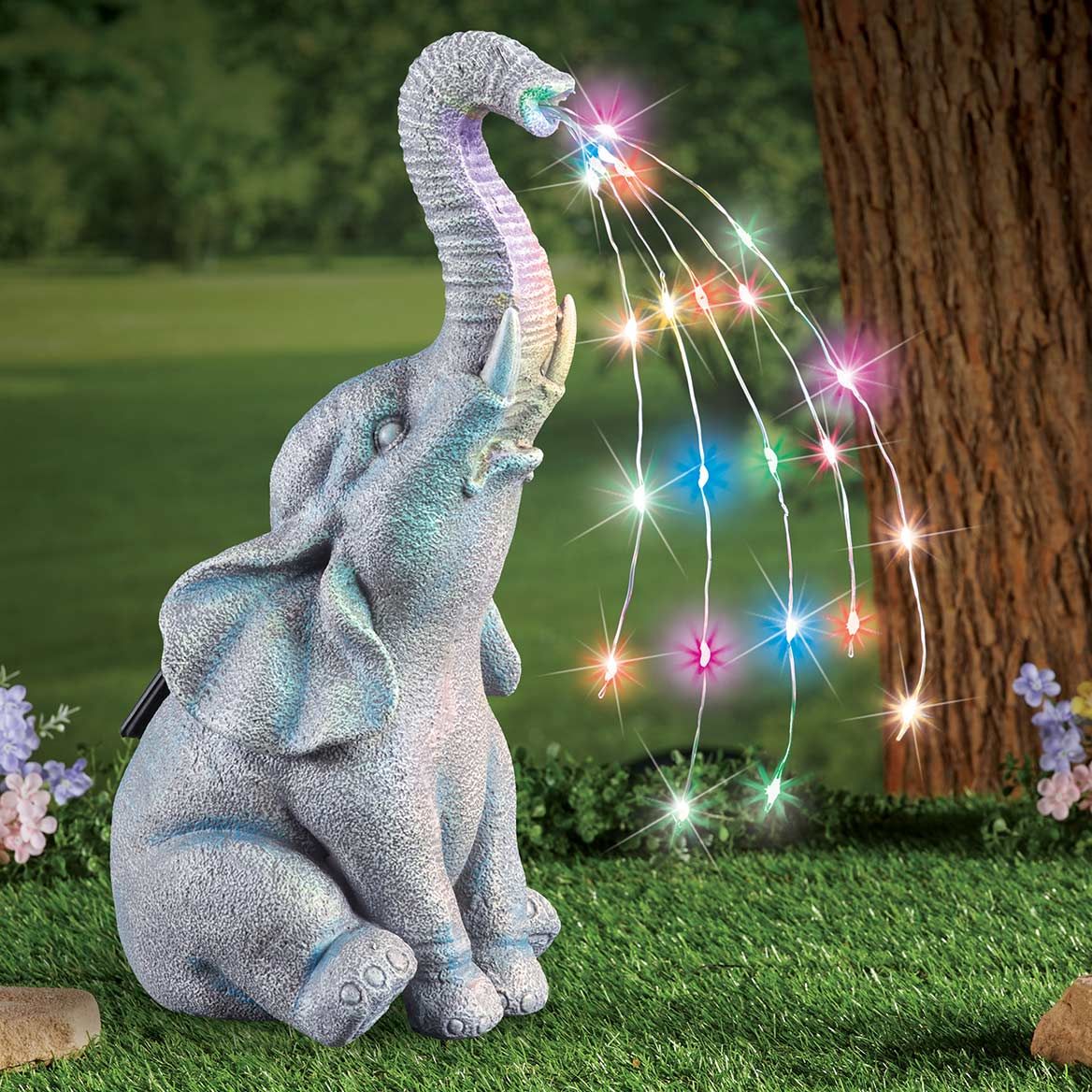 Solar Color-Changing Elephant Statue + '-' + 380677
