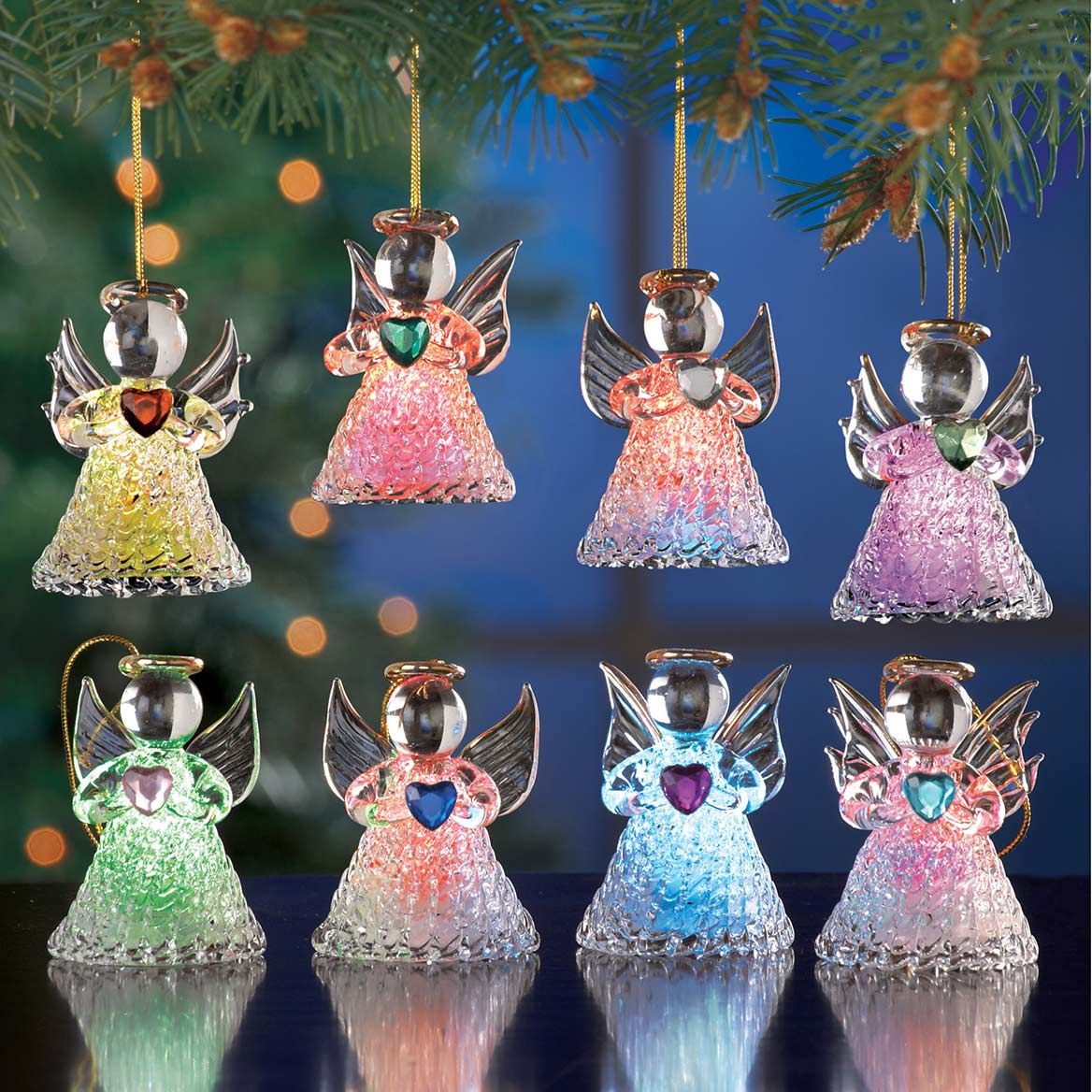 Lighted Angel Ornaments, Set of 8 + '-' + 380690