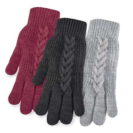 View product details for 3-Pk Cable Rib Knit Gloves
