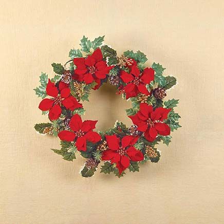 View product details for Poinsettia Holly Wreath By Holiday Peak™