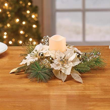 View product details for Poinsettia LED Candle Centerpiece By Holiday Peak™