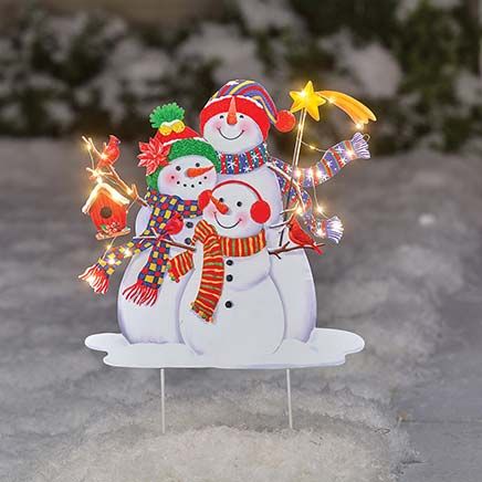 View product details for Solar Family Snowman Stake By Holiday Peak™
