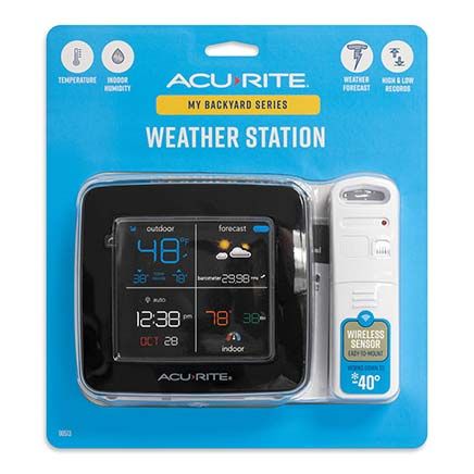 View product details for Square Color Weather Station with Programmable Alarms