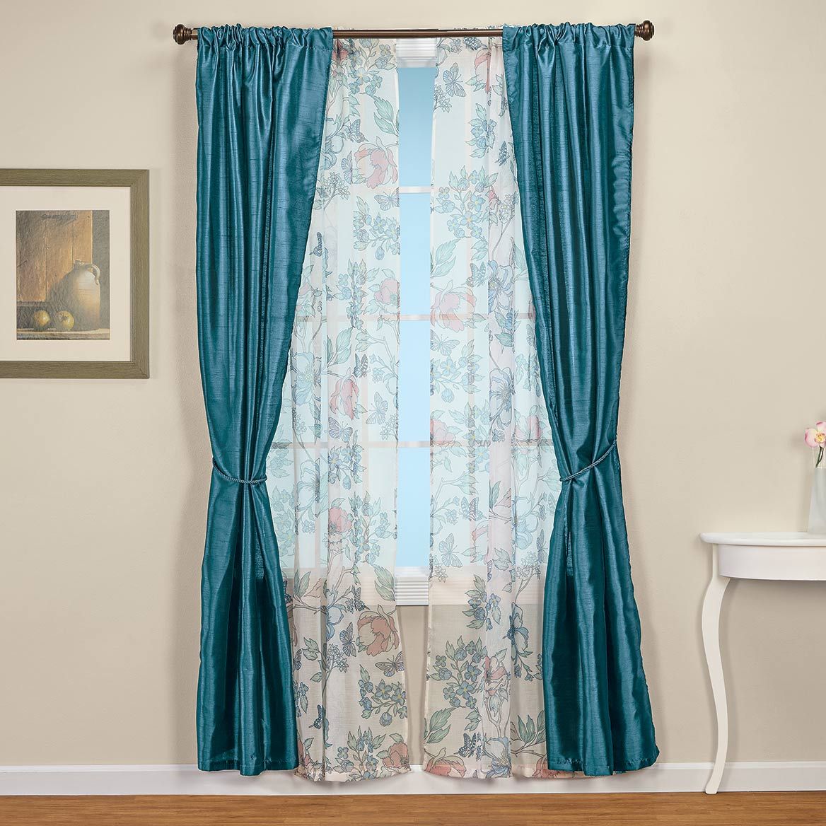 6-Piece Lustrous Faux Silk Window Curtain Set