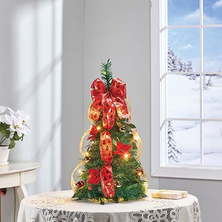 26" Pull-Up Pre-Lit Poinsettia Tree By Holiday Peak™-380856