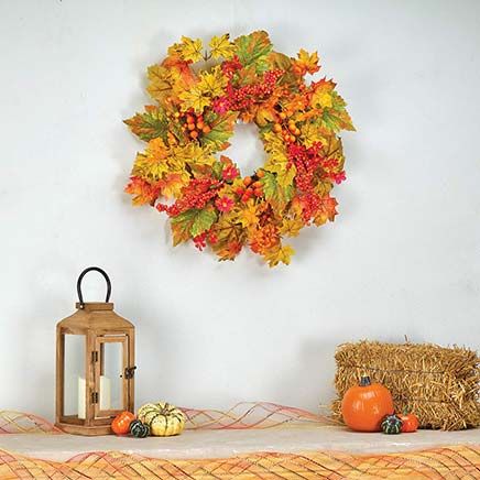View product details for Golden Leaves Wreath By OakRidge™