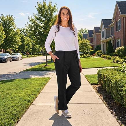View product details for Women's Creased Ponte Pull-On Pants
