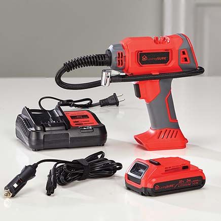 View product details for Tire Inflator Air Compressor, Battery and Charger Set By LivingSURE™