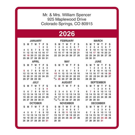 Personalized Burgundy Self-Stick Calendars, Set of 100-305554