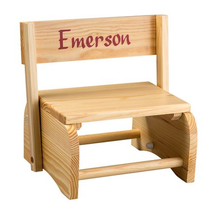 Personalized Wooden 2-In-1 Chair and Stepstool, Natural-310985