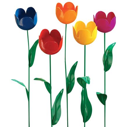 Metal Tulip Stakes, Set of 5-312866