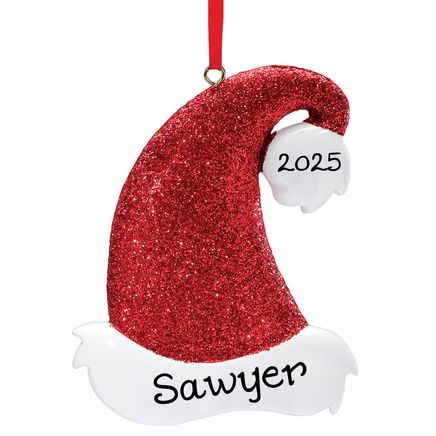 Personalized Santa Hat Glitter Ornament-339211