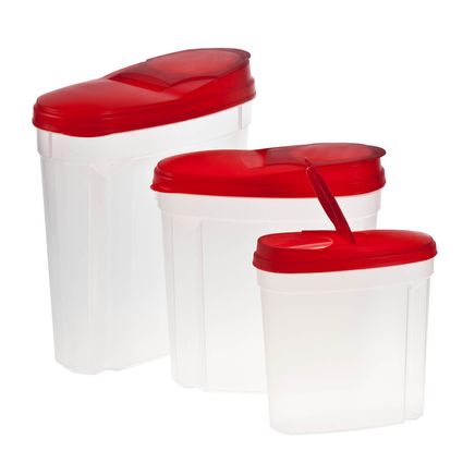 View product details for Pour and Store Plastic Dispensers, Set of 3
