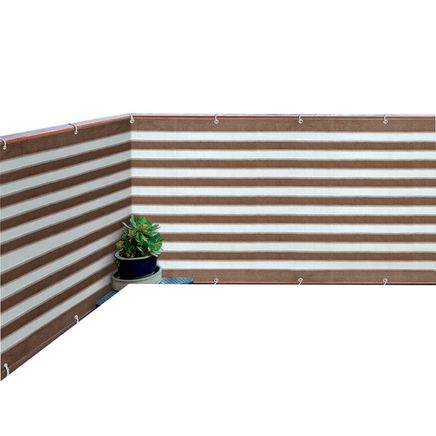 Brown and White Striped Deck & Fence Privacy Screen-364576