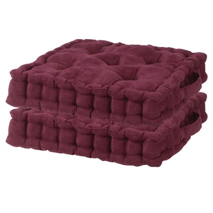 Burgundy Tufted Booster Cushion, Set of 2-365580