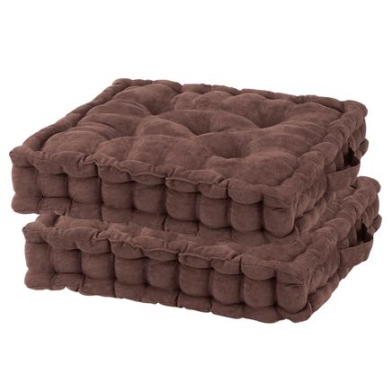 Chocolate Tufted Booster Cushion, Set of 2-365581