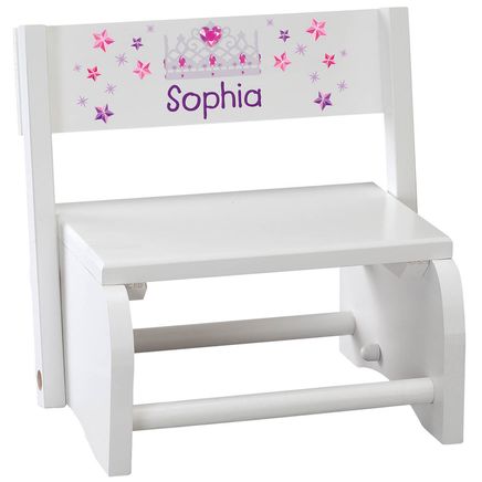 Personalized Children's White Princess Step Stool-368491