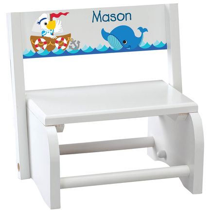 Personalized Children's White Ocean Friends Step Stool-368492