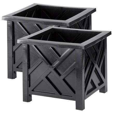 Black Chippendale Planters, Set of 2-370380
