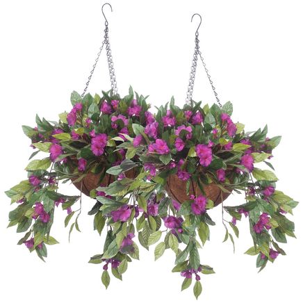 Assembled Purple Impatiens Basket by OakRidge™, Set of 2-370385