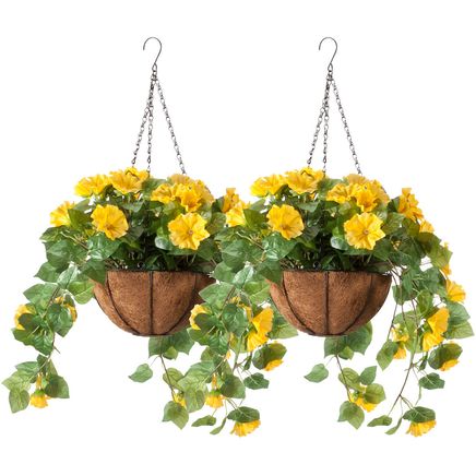 Fully Assembled Yellow Petunia Basket by OakRidge™, Set of 2-370392