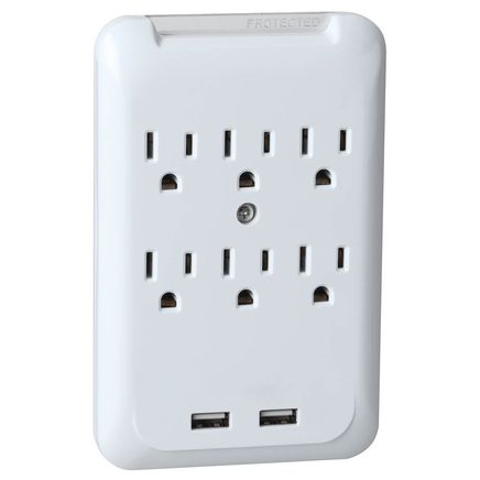 View product details for 6-Outlet 2-USB Surge Protector Wall Tap